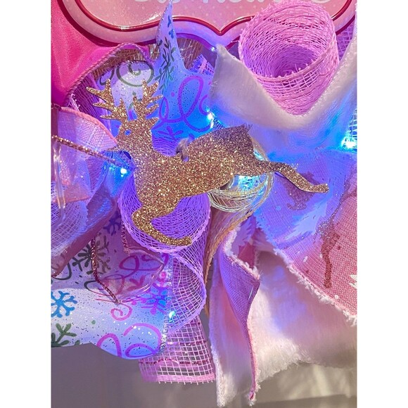 Handmade Oh Deer! Christmas is Near Holiday Ribbon Door Wreath 22 in W65 SO CUTE - Picture 8 of 11